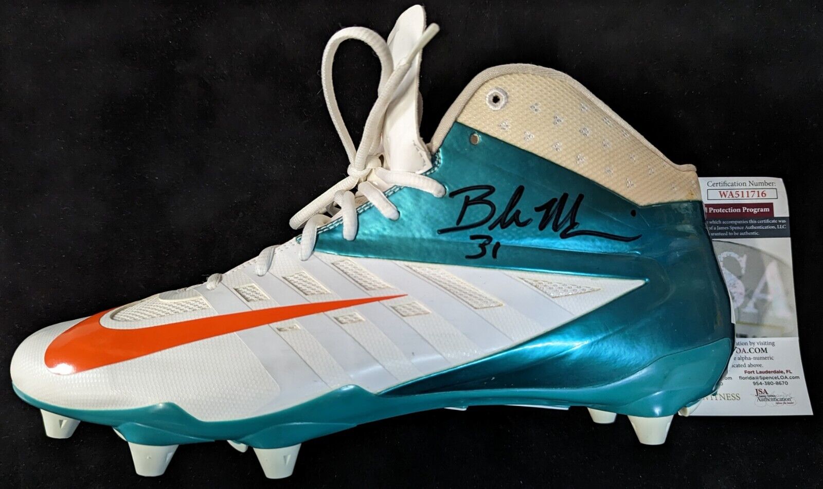 Miami Dolphins Brock Marion Autographed Signed Cleat Jsa Coa – MVP  Authentics