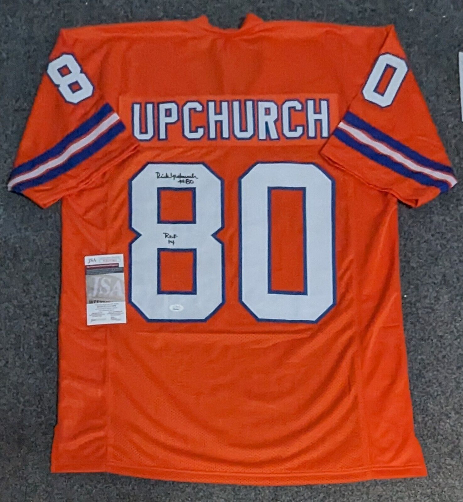 Rick Upchurch Autographed/Signed Jersey Beckett Sticker Denver deals Broncos