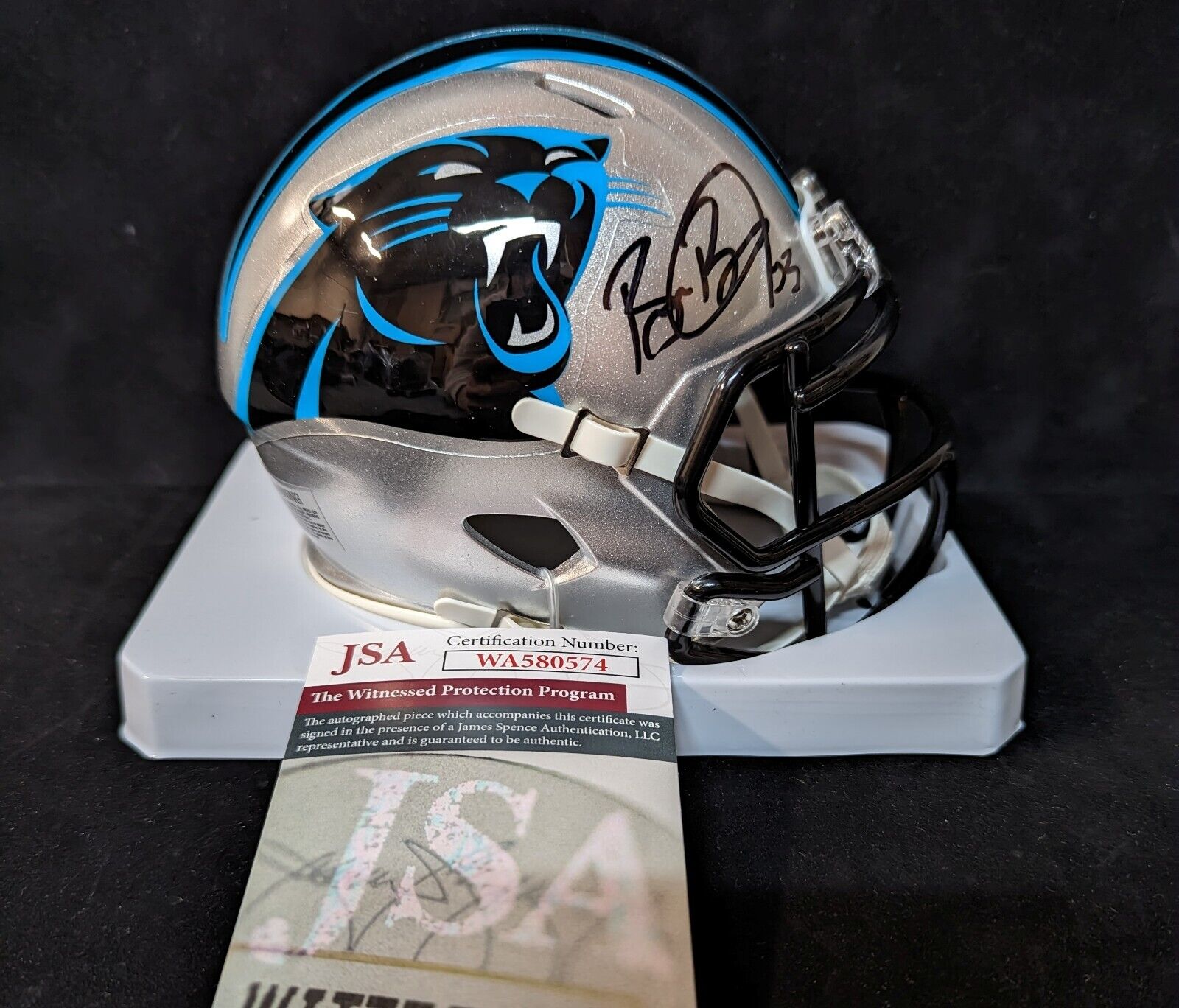 Carolina Panthers Jonathan Mingo Signed Lunar Mini Helmet Jsa Coa