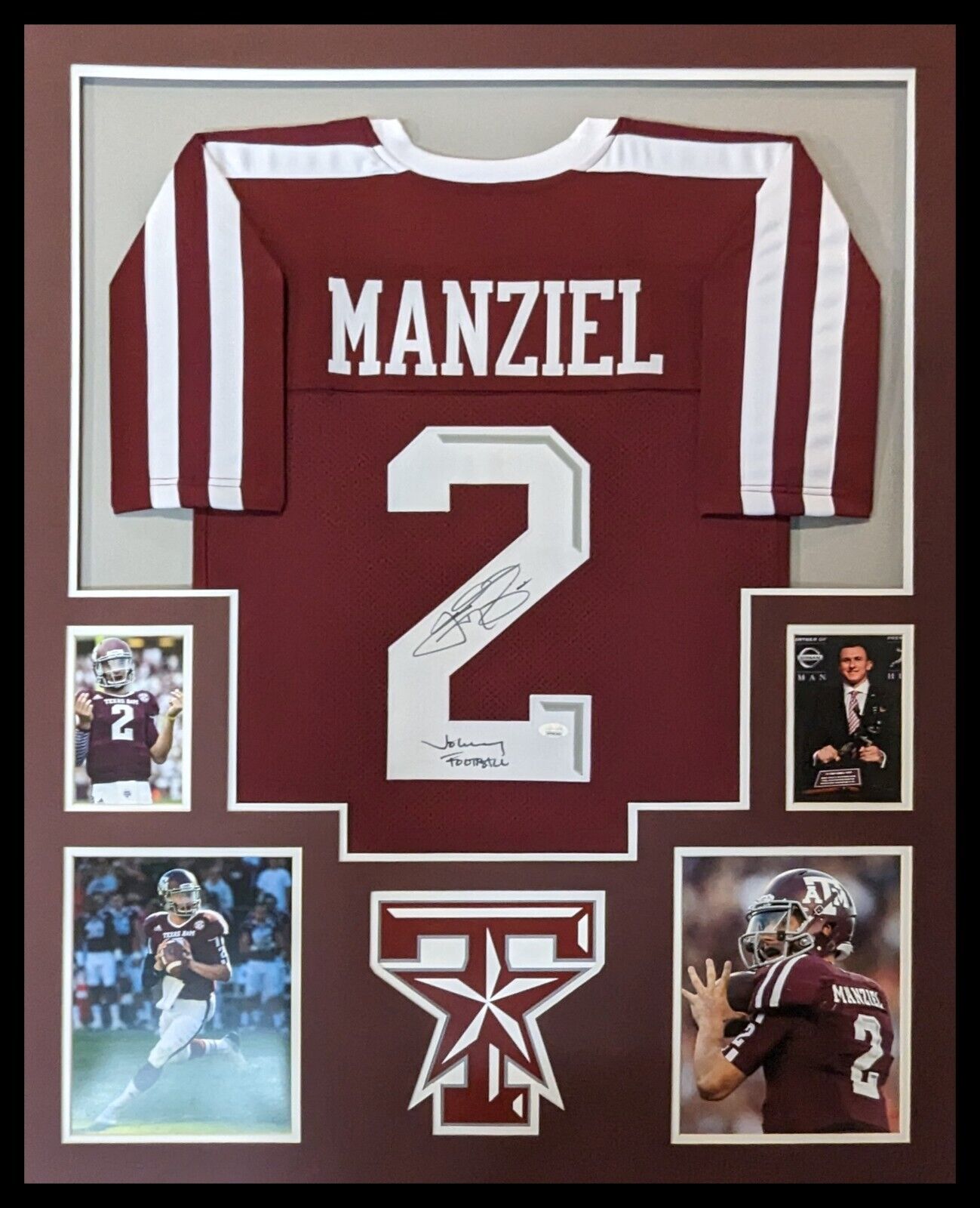 Johnny Manziel Autographed and Framed Texas A&M Aggies Jersey