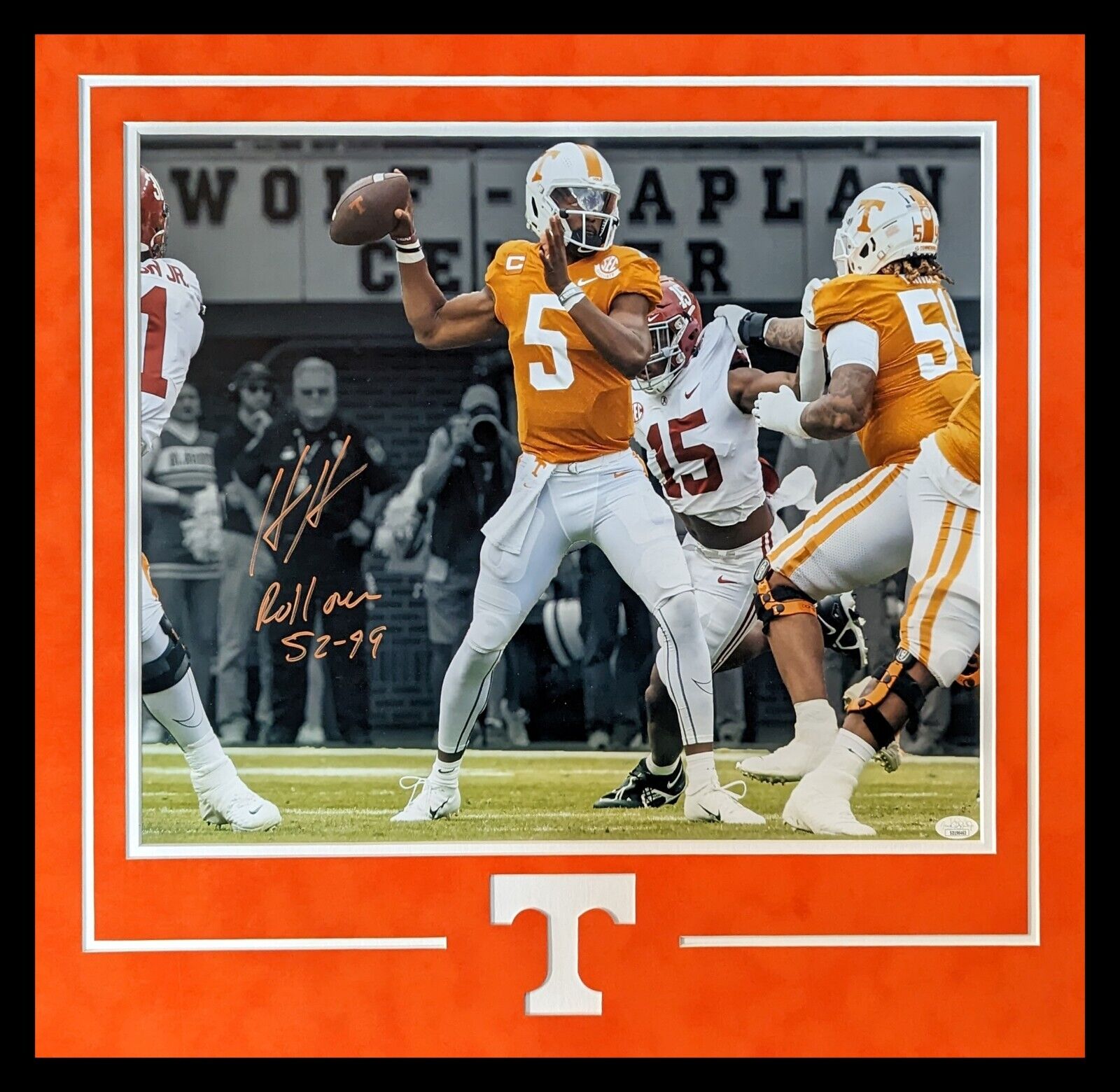 Tennessee Volunteers Hendon Hooker Framed In Suede Signed 16X20