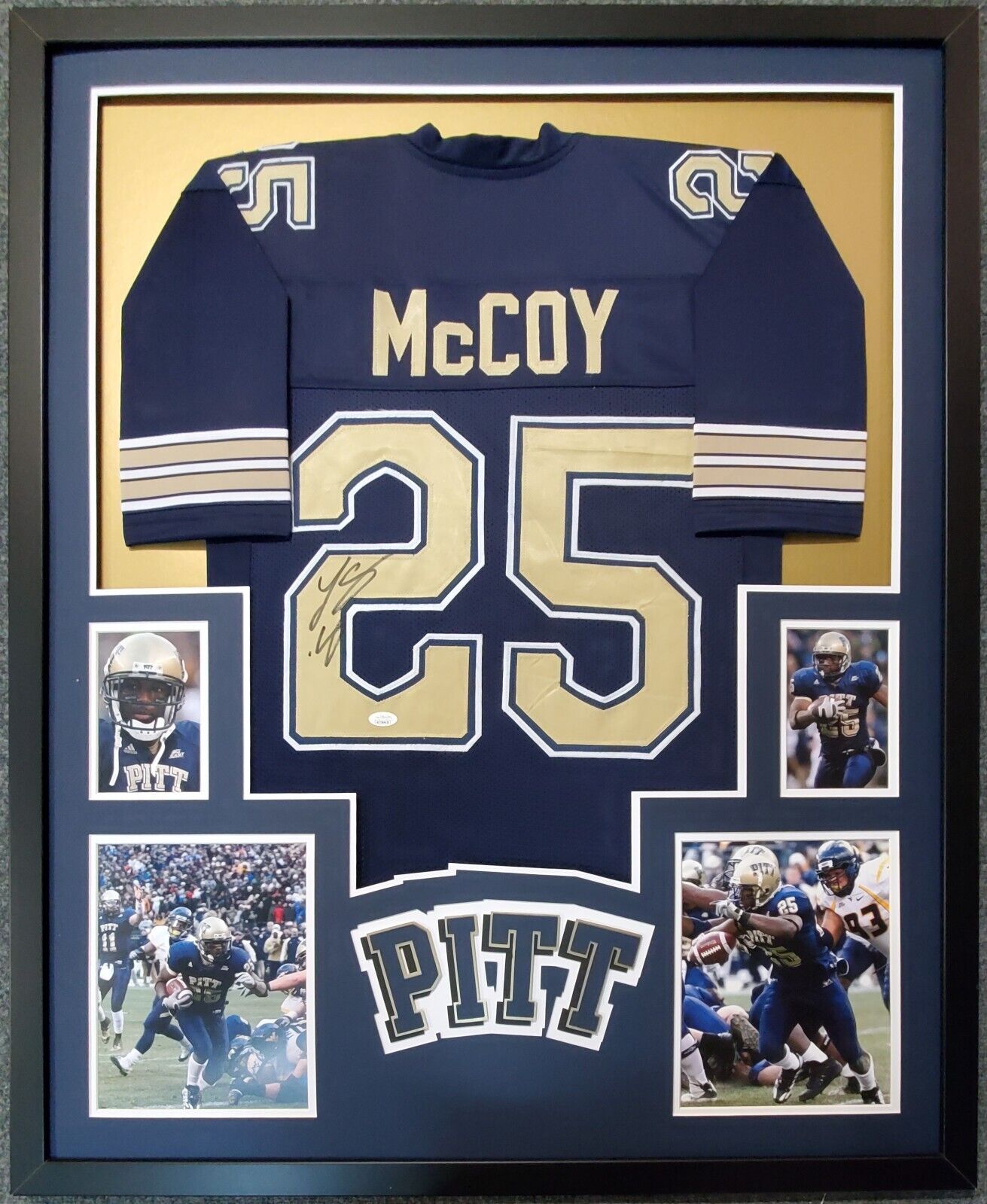 Framed Pitt Panthers Lesean Mccoy Autographed Signed Jersey Jsa Coa