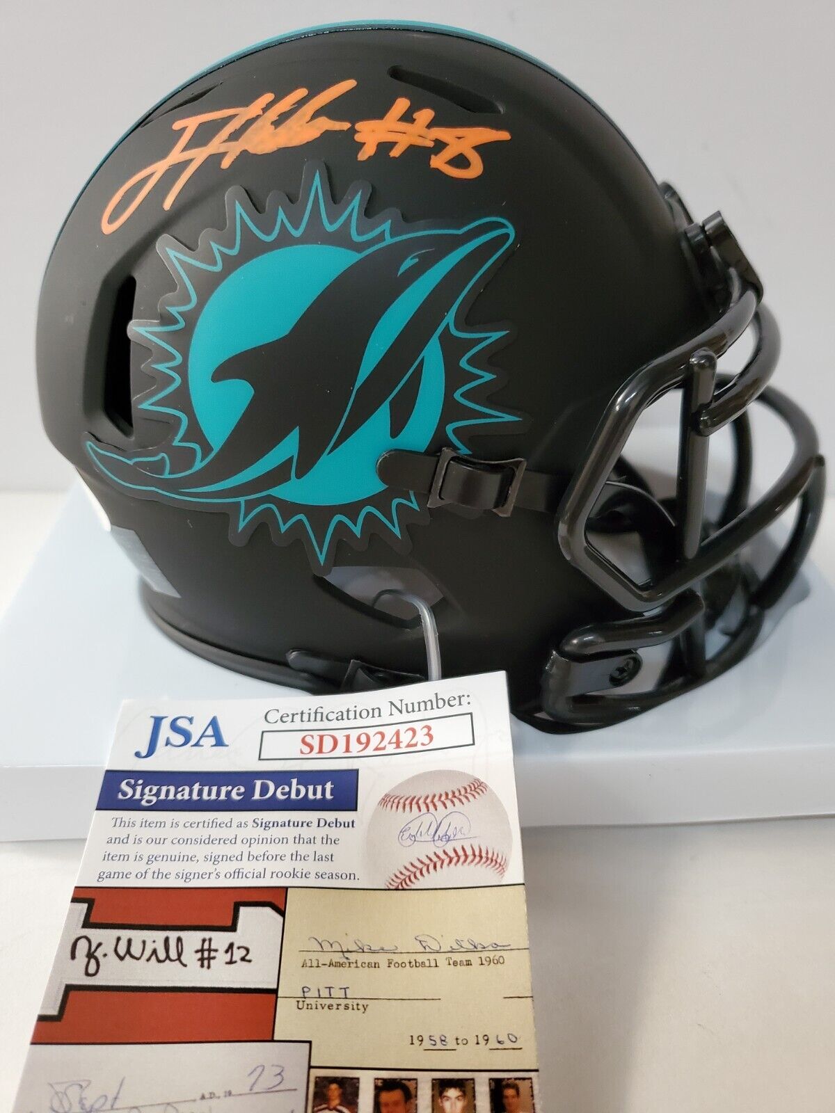 Jevon Holland Signed Miami Dolphins Alternate Speed Mini Helmet (JSA  Witness COA)