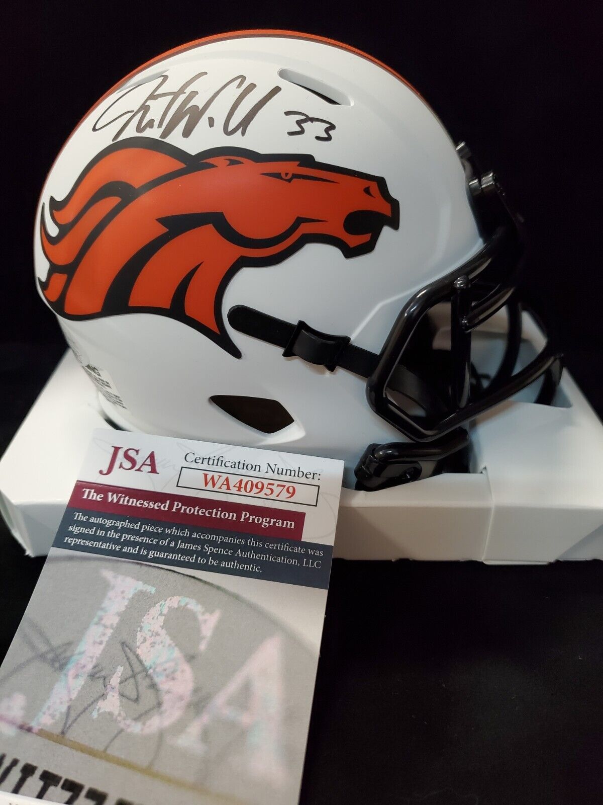 Denver Broncos Javonte Williams Signed Lunar Mini Helmet Jsa Coa – MVP  Authentics