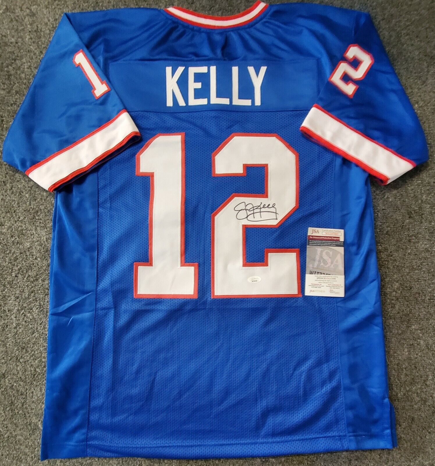 JIM KELLY AUTOGRAPHED BUFFALO BILLS W JERSEY JSA