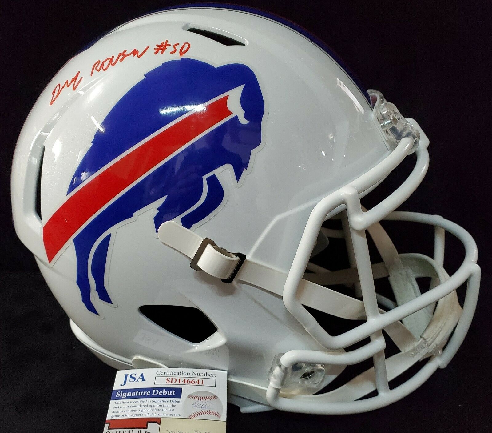 Buffalo Bills Gregory Rousseau Signed Full Size Speed Replica