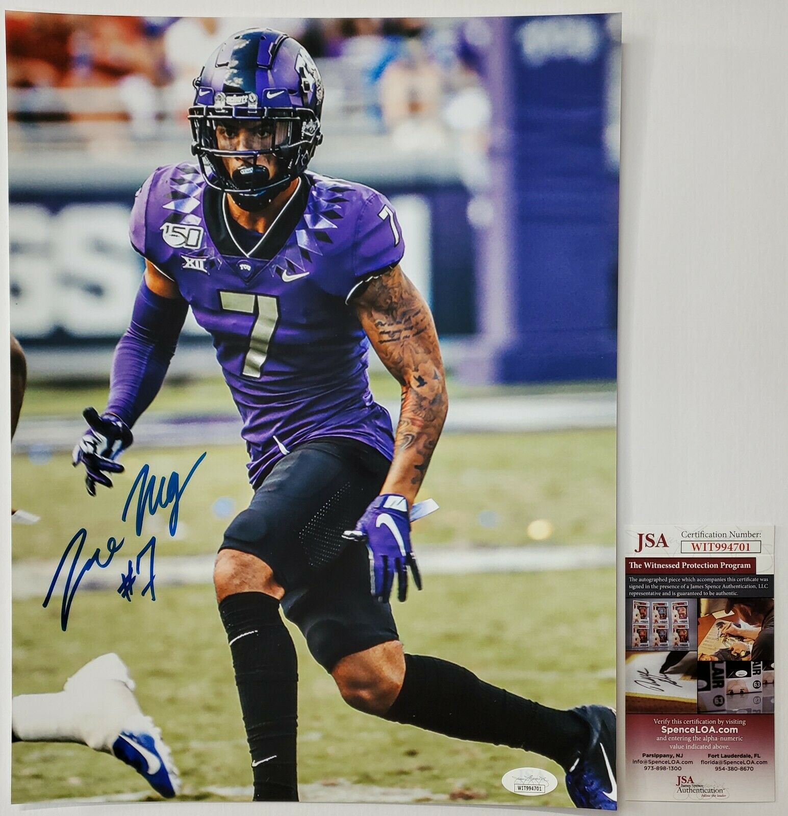 Tcu Horned Frogs Tre'von Moehrig Autographed Signed 11X14 Photo Jsa Coa