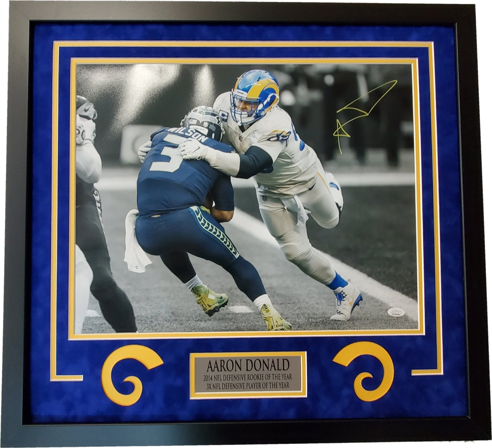 LOS ANGELES RAMS AARON DONALD AUTOGRAPHED SIGNED 16x20 PHOTO JSA COA