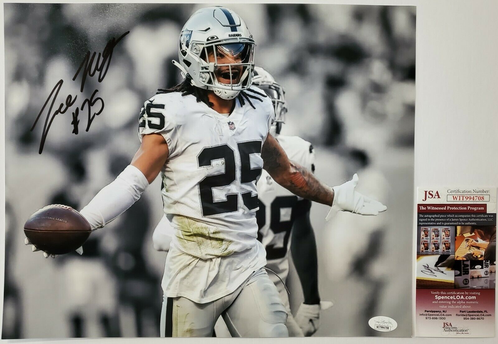 LAS VEGAS RAIDERS TREVON MOEHRIG AUTOGRAPHED 11x14 PHOTO JSA COA