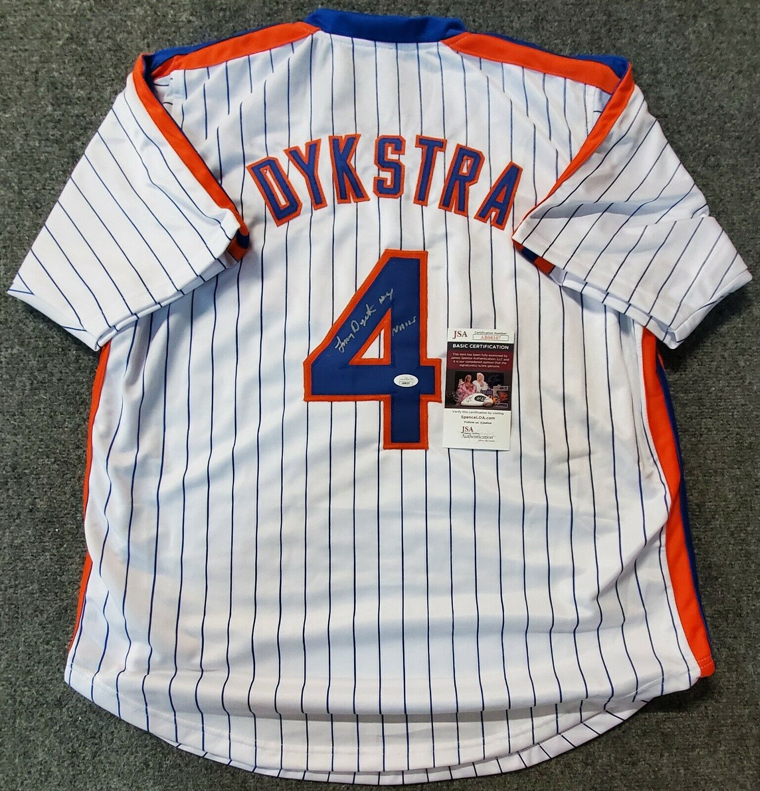 New York Mets Lenny Dykstra Autographed Signed Custom Jersey Jsa Coa – MVP  Authentics