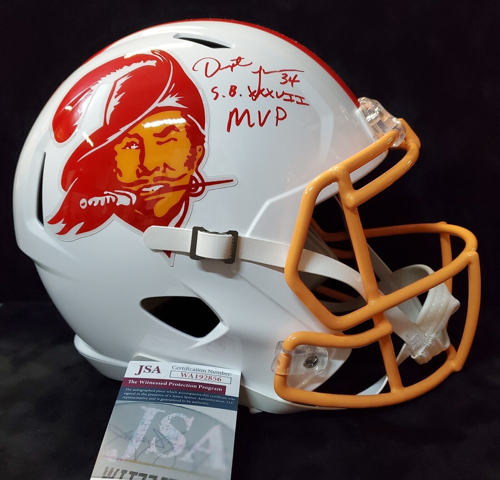 Buccaneers Dexter Jackson Signed Insc Full Size Throwback Replica Helmet  Jsa Coa