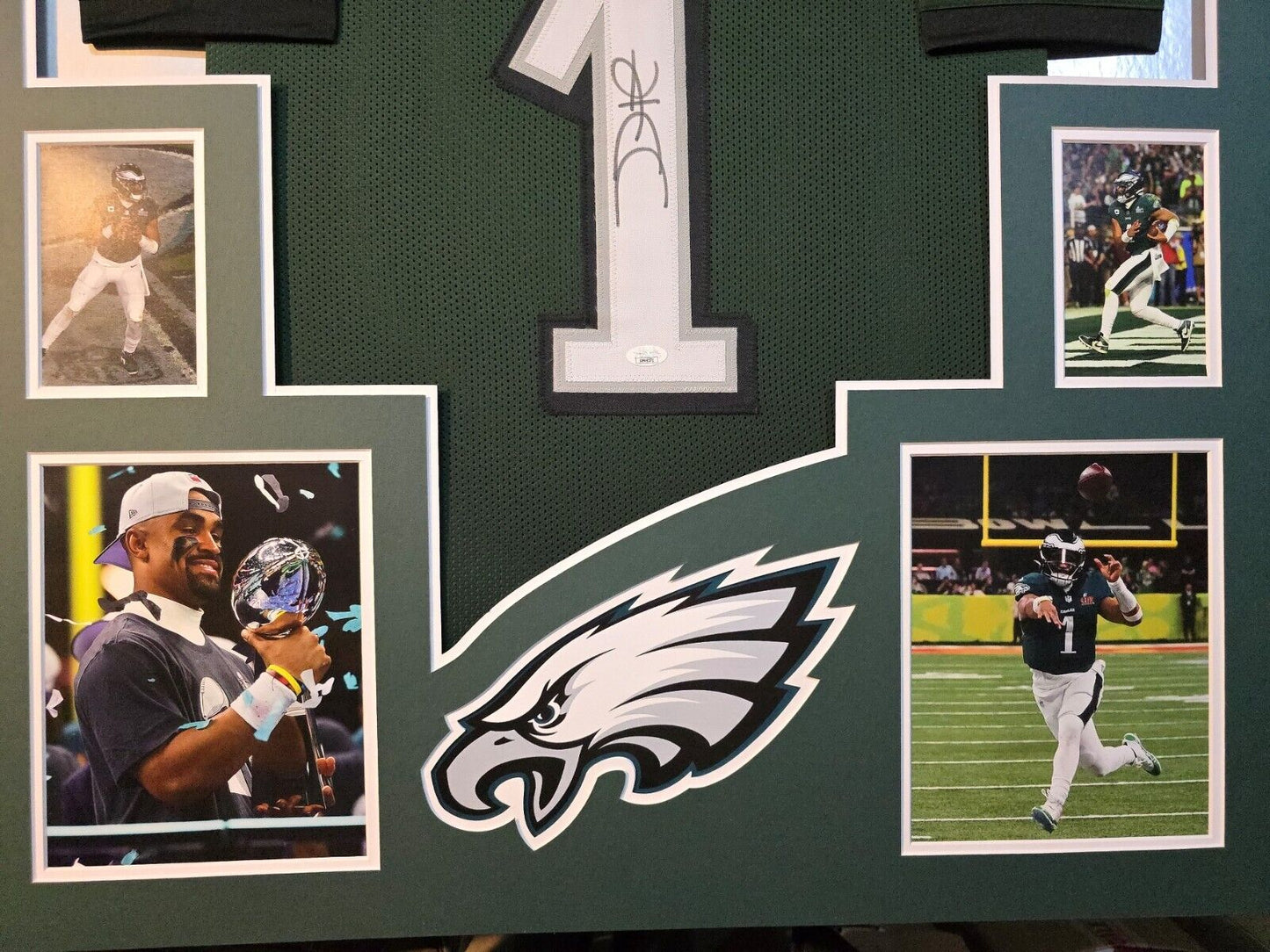 Framed Philadelphia Eagles Jalen Hurts Autographed Signed #1 Jersey Jsa Coa