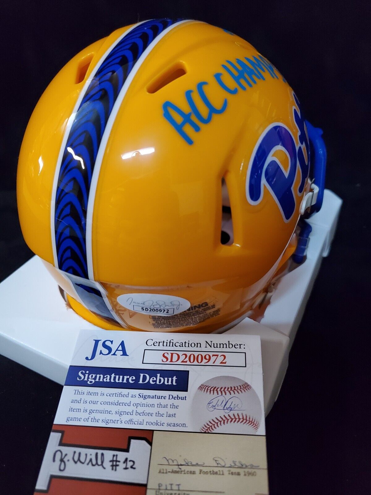 Pitt Panthers Israel Izzy Abanikanda Signed Inscribed Speed Mini Helmet Jsa Coa