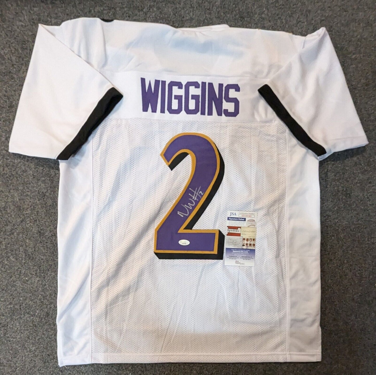 Baltimore Ravens Nate Wiggins Autographed Signed Jersey Jsa Coa