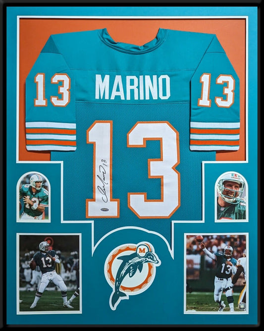 MVP Authentics Framed Miami Dolphins Dan Marino Autographed Signed Jersey Tristar Holo 765 sports jersey framing , jersey framing