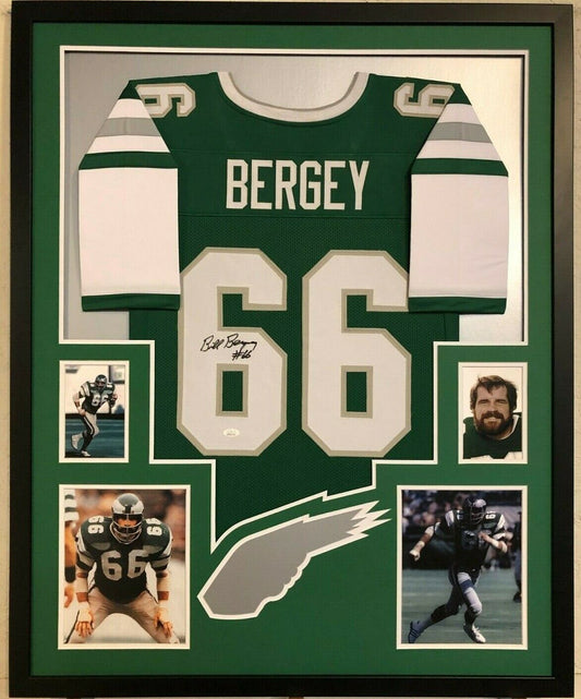 MVP Authentics Framed Philadelphia Eagles Bill Bergey Autographed Signed Jersey Jsa Coa 450 sports jersey framing , jersey framing