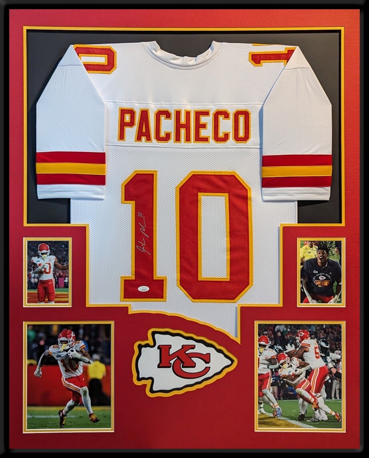 MVP Authentics Framed Kansas City Chiefs Isiah Pacheco Autographed Signed Jersey Jsa Coa 630 sports jersey framing , jersey framing