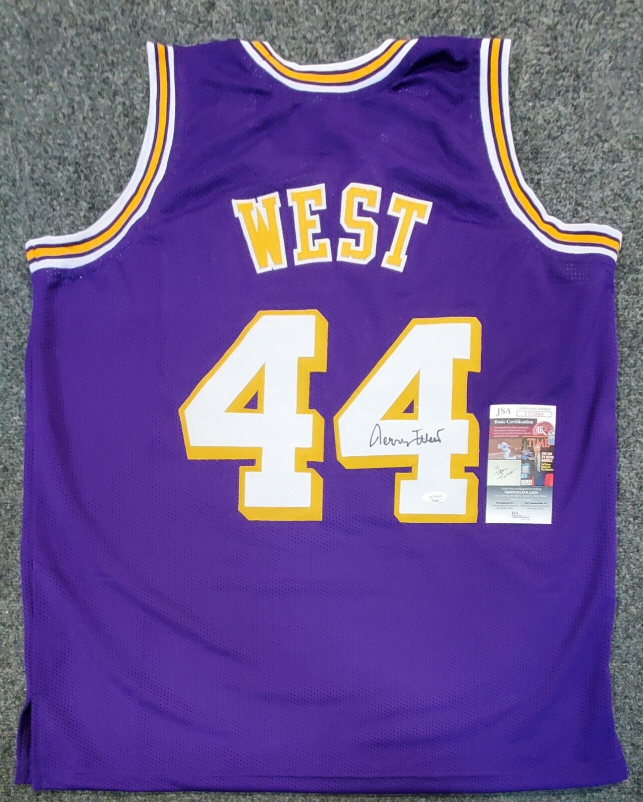 Los Angeles Lakers Jerry West Autographed Signed Jersey Jsa Coa