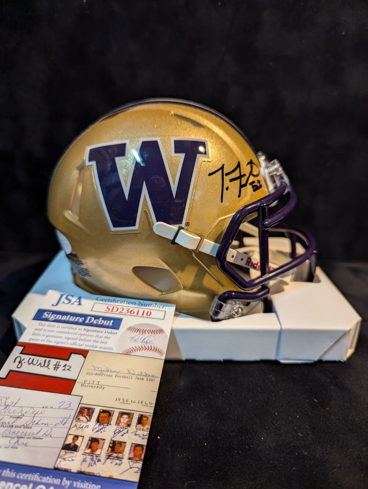 Washington Huskies Troy Fautanu Autographed Signed Speed Mini Helmet Jsa Coa