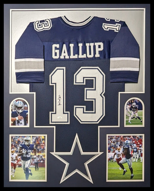 MVP Authentics Framed Dallas Cowboys Michael Gallup Autographed Signed Jersey Jsa Coa 450 sports jersey framing , jersey framing