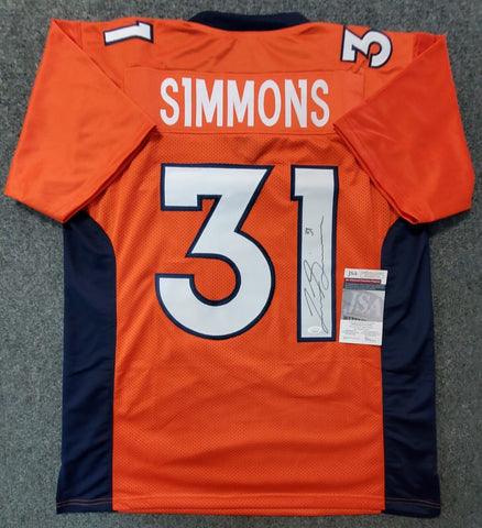 Autographed/Signed Justin Simmons Denver White Football Jersey JSA COA