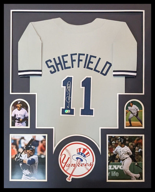 MVP Authentics Framed N.Y. Yankees Gary Sheffield Autographed Signed Jersey Beckett Holo 495 sports jersey framing , jersey framing