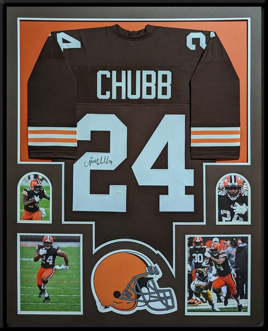 MVP Authentics Framed Cleveland Browns Nick Chubb Autographed Signed Jersey Jsa Coa 675 sports jersey framing , jersey framing