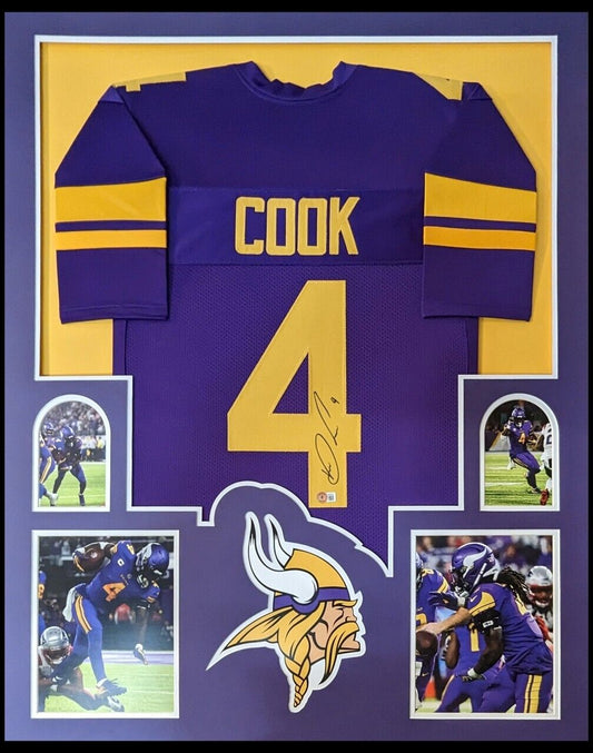 MVP Authentics Framed Minnesota Vikings Dalvin Cook Autographed Signed Jersey Beckett Holo 450 sports jersey framing , jersey framing