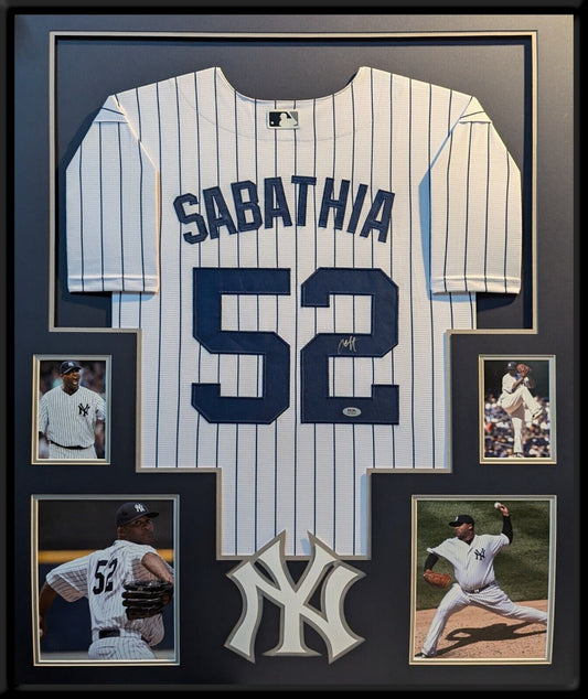 Framed New York Yankees Cc Sabathia Autographed Signed Jersey Psa Coa