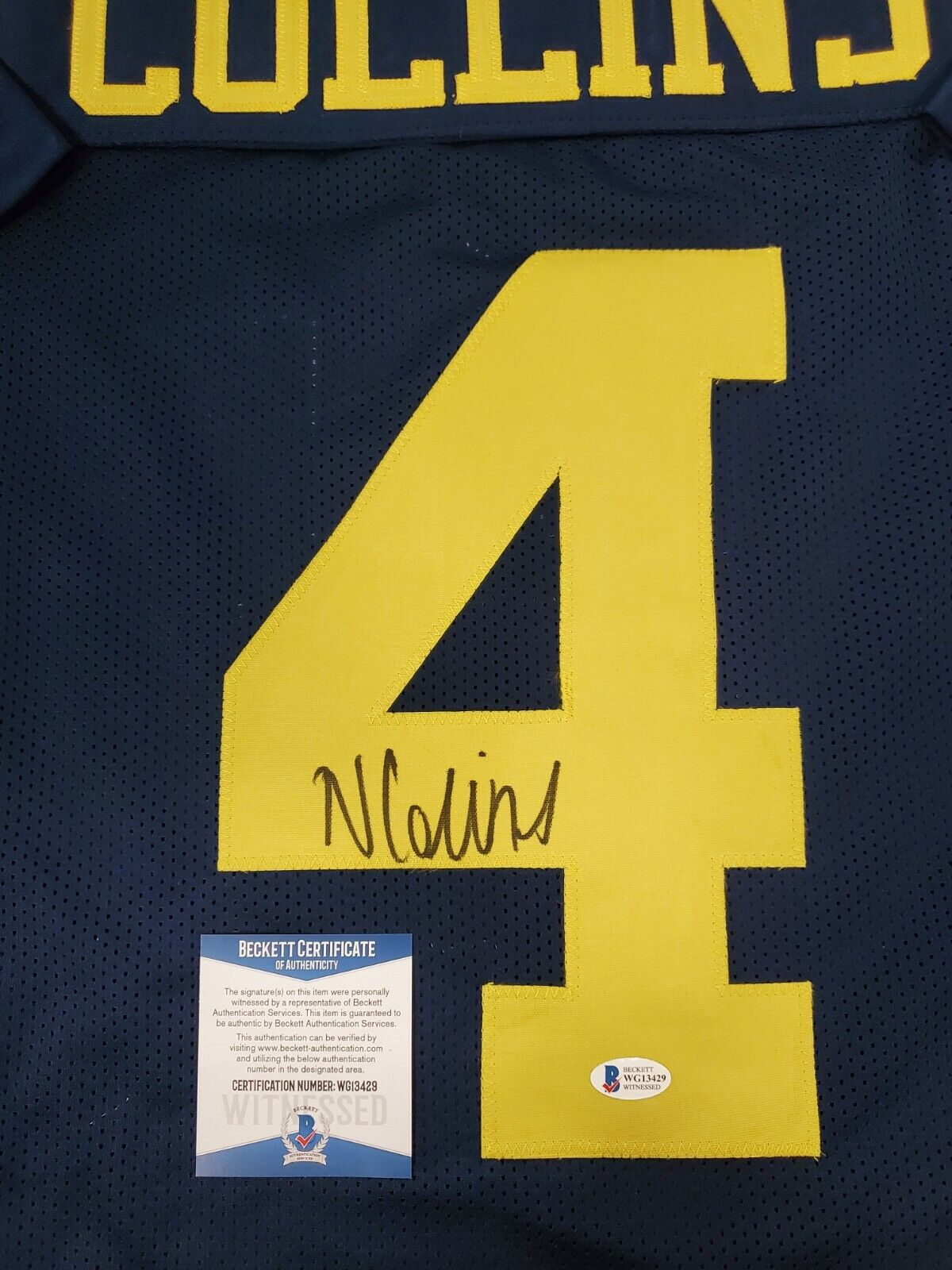 Michigan Wolverines Nico Collins Autographed Signed Jersey Beckett Coa