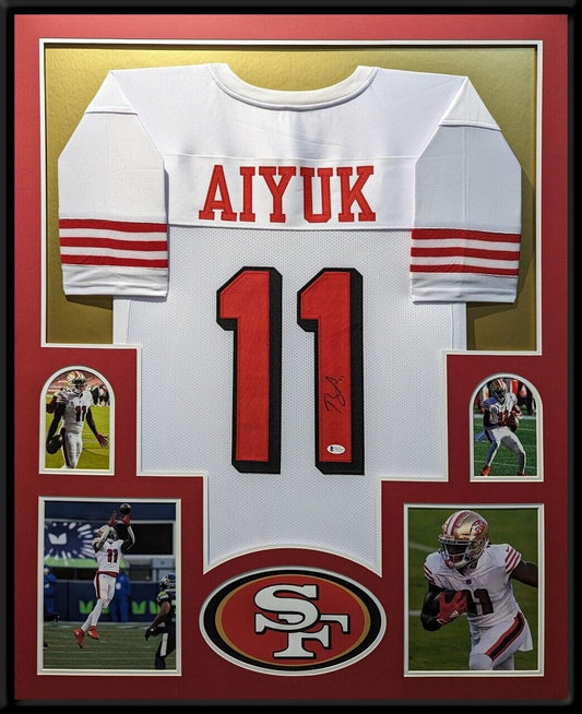 MVP Authentics Framed San Francisco 49Ers Brandon Aiyuk Autographed Signed Jersey Beckett Coa 405 sports jersey framing , jersey framing