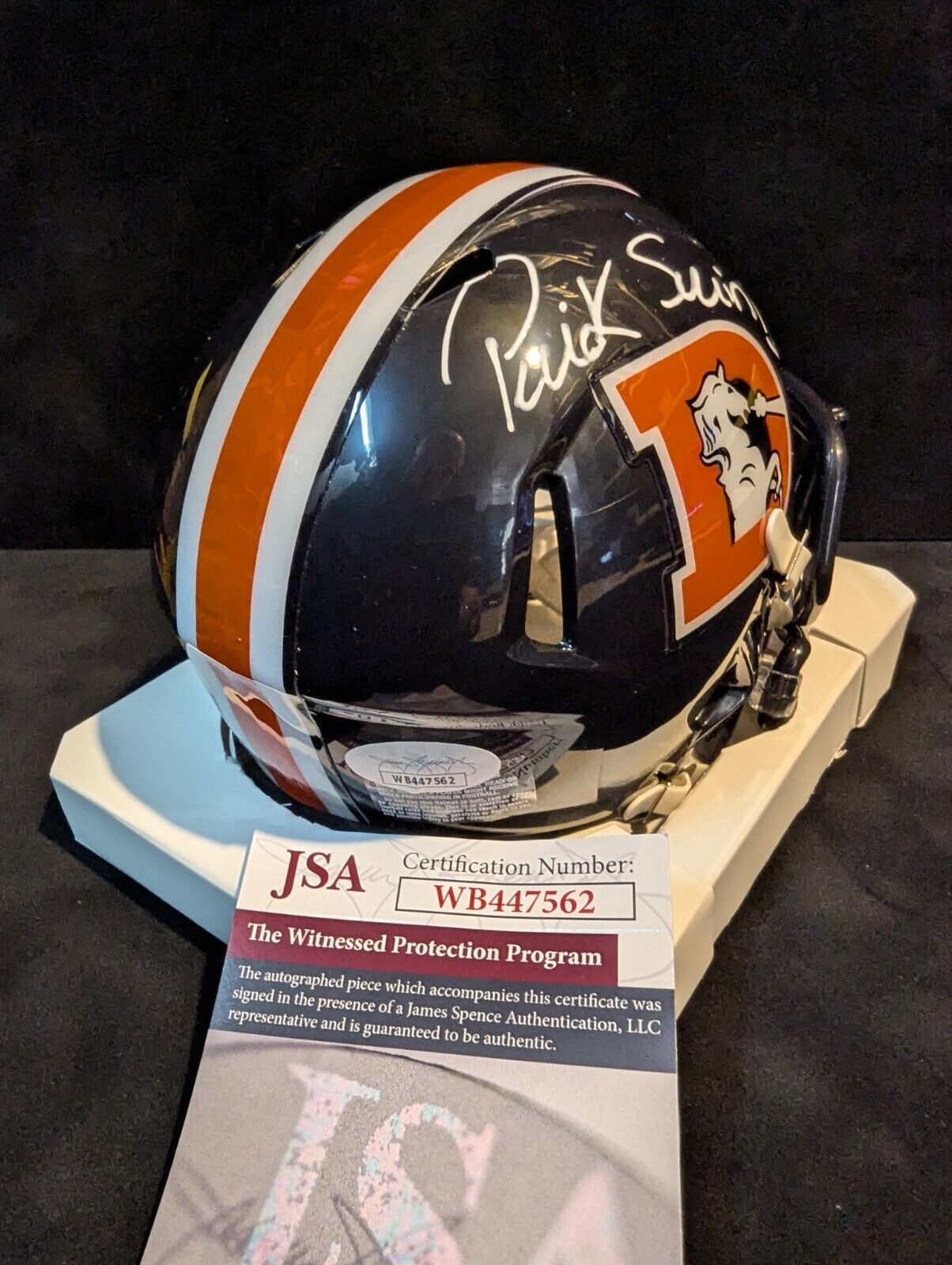 Denver Broncos Patrick Surtain Ii Signed Navy Throwback Mini Helmet Jsa Coa