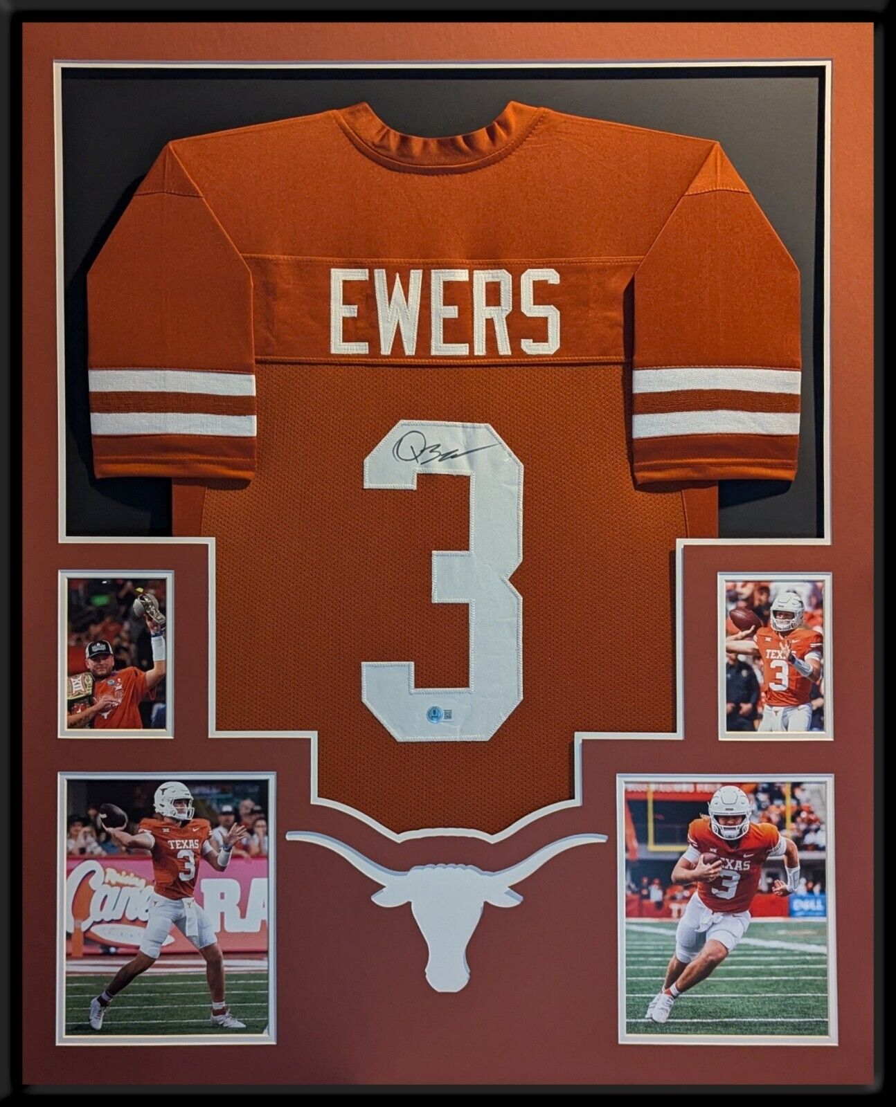 Framed Texas Longhorns Quinn Ewers Autograph Signed Jersey Beckett Holo