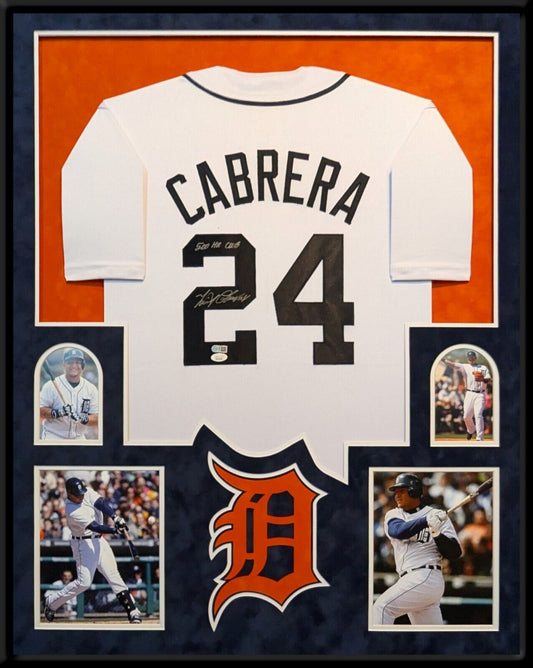 Suede Framed Detroit Tigers Miguel Cabrera Autographed Signed Jersey Jsa Coa