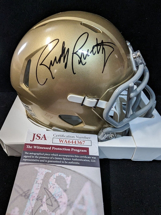 Notre Dame Fighting Irish Rudy Ruettiger Autographed Signed Mini Helmet Jsa Coa