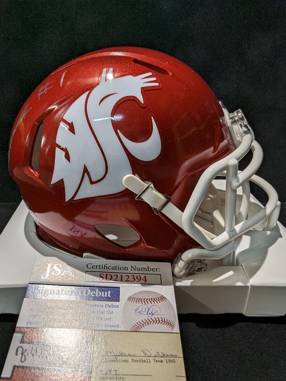 Washington State Cougars Cameron Ward Signed Speed Mini Helmet Jsa Coa