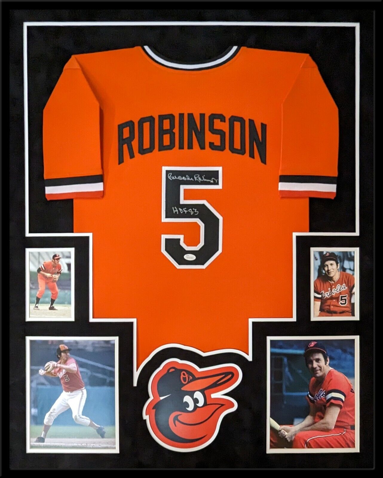 MVP Authentics Framed Suede Baltimore Orioles Brooks Robinson Signed Inscribed Jersey Jsa Coa 1417.50 sports jersey framing , jersey framing