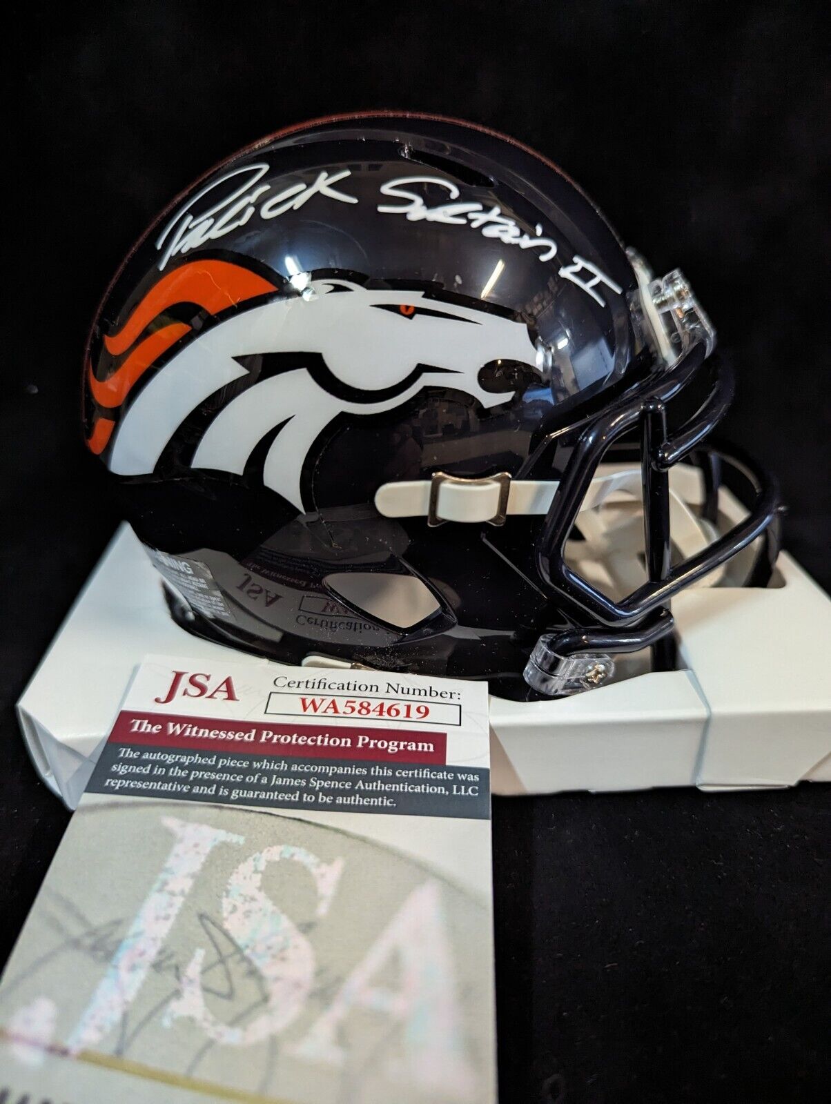 Denver Broncos Pat Surtain Ii Autographed Signed Speed Mini Helmet Jsa Coa