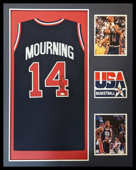 MVP Authentics Framed Alonzo Mourning Autographed Signed Usa Dream Team Jersey Jsa Coa 540 sports jersey framing , jersey framing