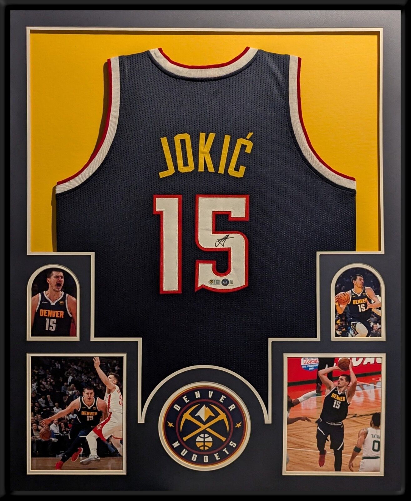 Framed Denver Nuggets Nikola Jokic Autographed Signed Jersey Beckett Holo