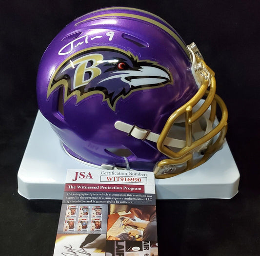 MVP Authentics Baltimore Ravens Justin Tucker Autographed Signed Flash Mini Helmet Jsa Coa 117 sports jersey framing , jersey framing