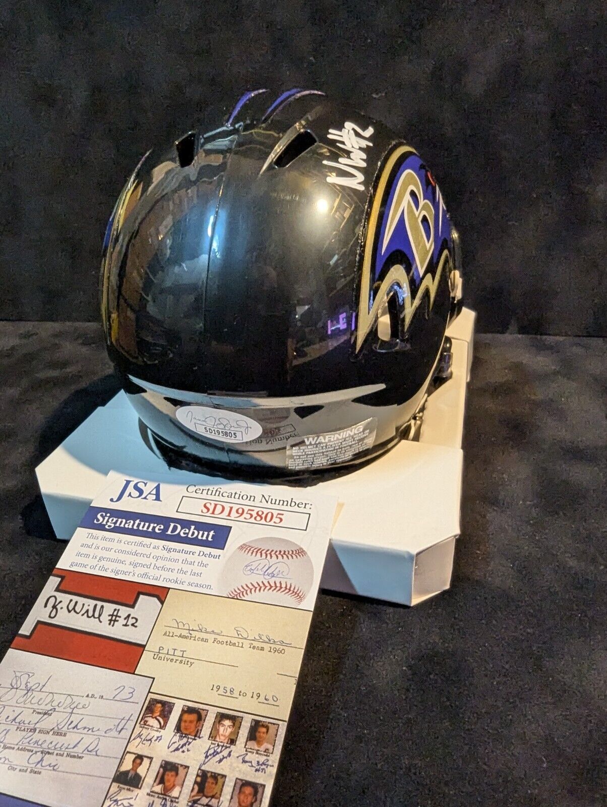 Baltimore Ravens Nate Wiggins Autographed Speed Mini Helmet Jsa Coa