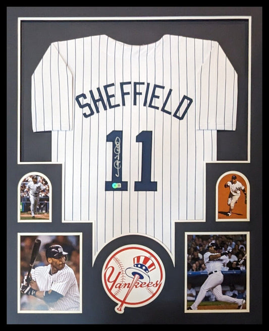 MVP Authentics Framed N.Y. Yankees Gary Sheffield Autographed Signed Jersey Beckett Holo 495 sports jersey framing , jersey framing