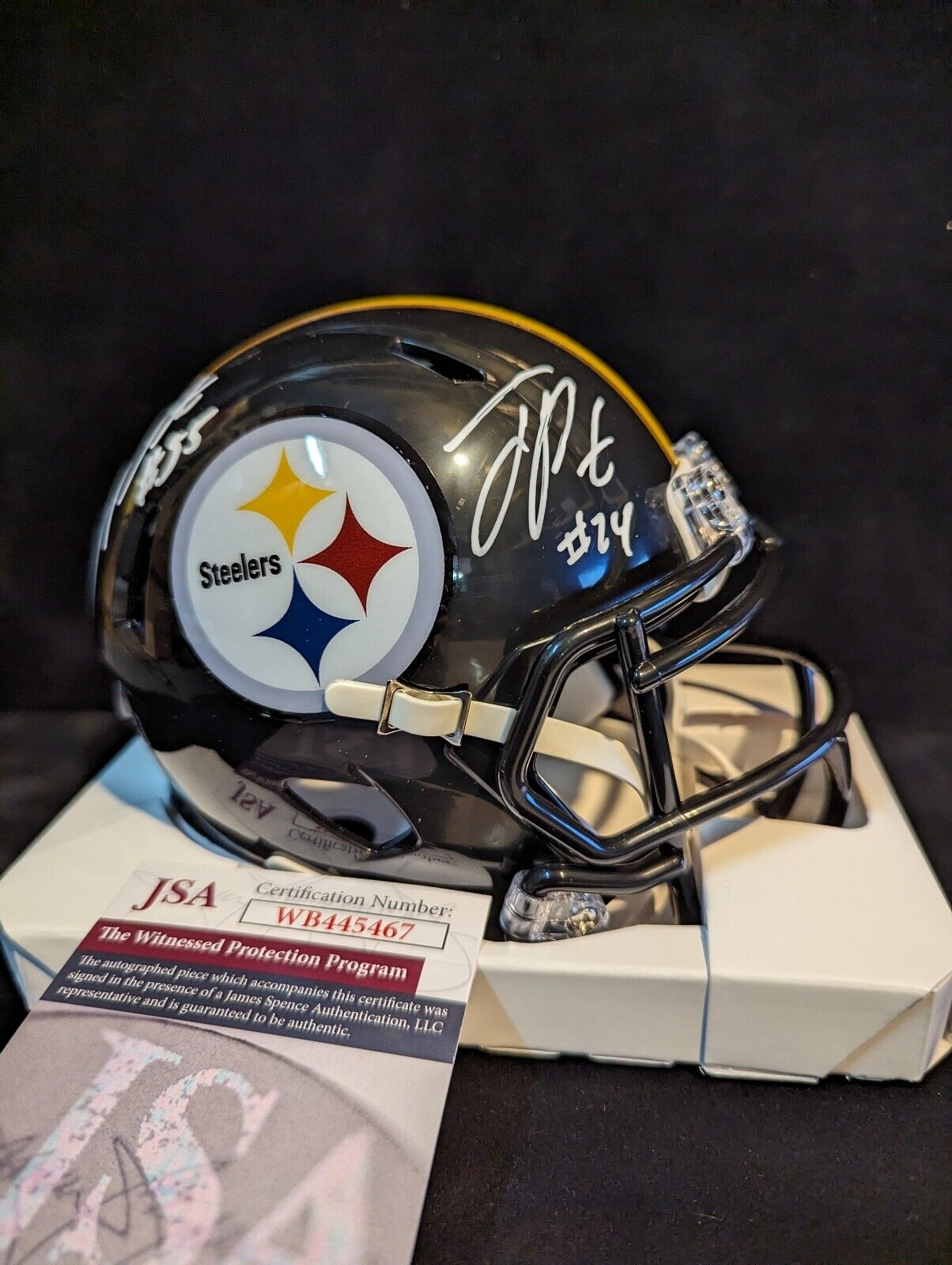 Pittsburgh Steelers Joey Porter Jr & Sr  Dual Autographed Speed Mini Helmet Jsa