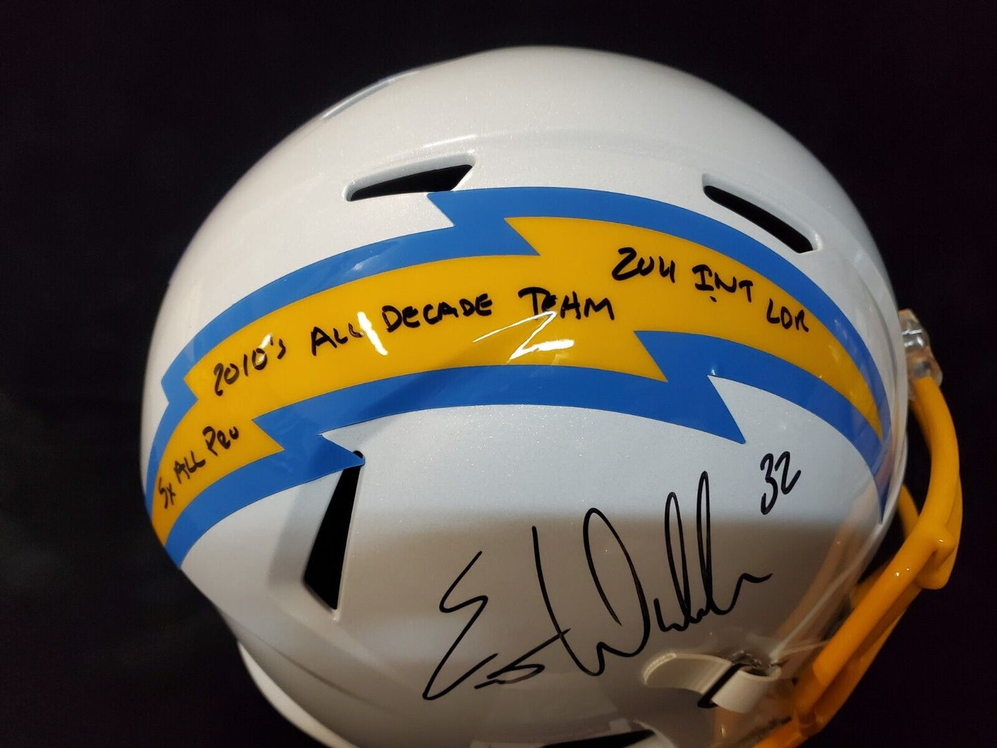 MVP Authentics San Diego Chargers Eric Weddle Signed 3X Insc Full Size Speed Rep Helmet Jsa Coa 405 sports jersey framing , jersey framing