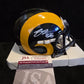 Los Angeles Rams Braden Fiske Autographed Throwback Speed Mini Helmet Jsa Coa