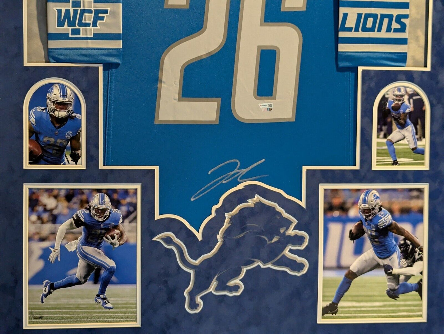 Suede Framed Detroit Lions Jahmyr Gibbs Autographed Signed Nike Jersey Fanatics