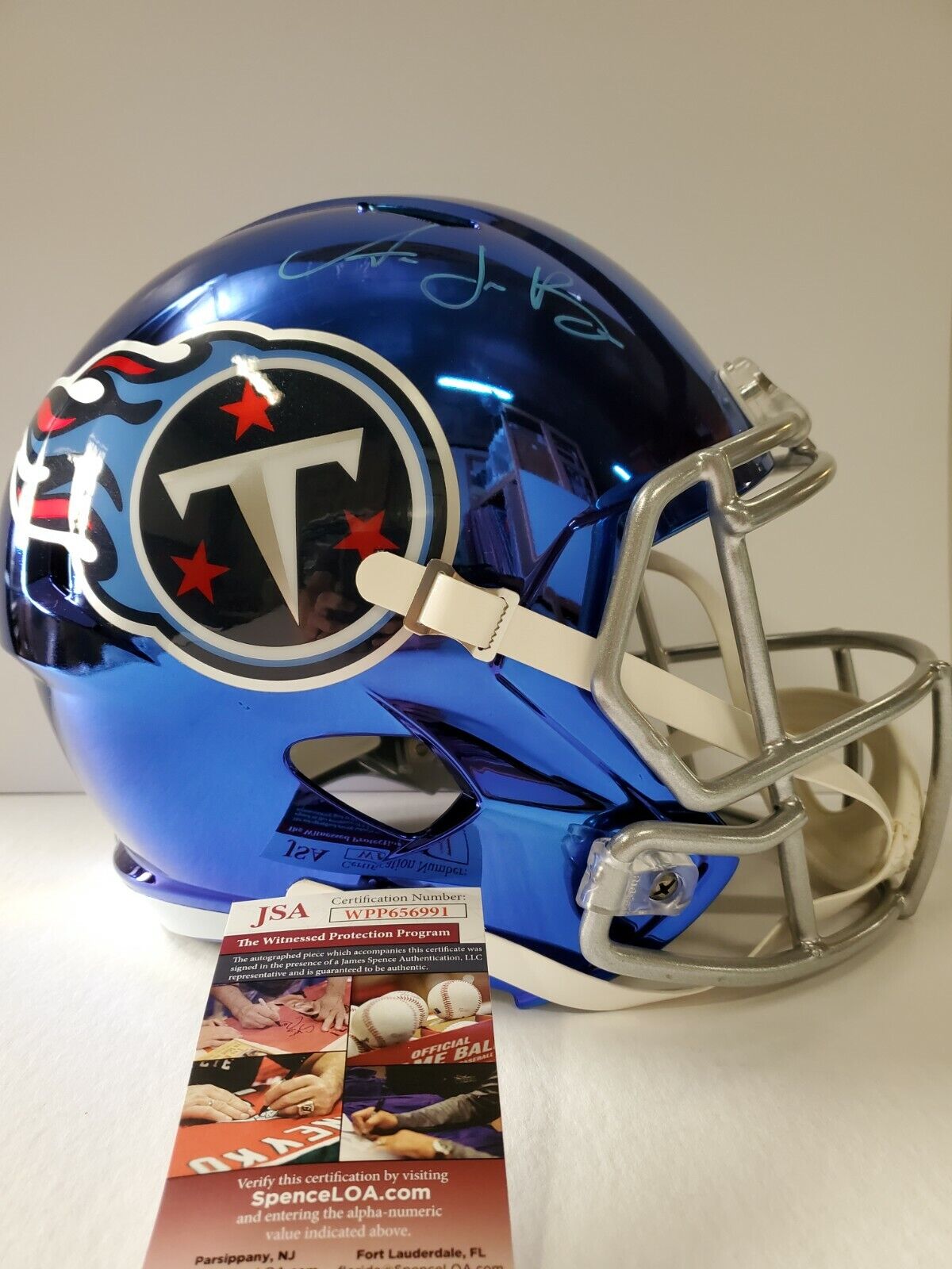 Aj Brown Rare Full Name Signed Inscribe Titans Chrome Replica F/S Helmet Jsa Coa