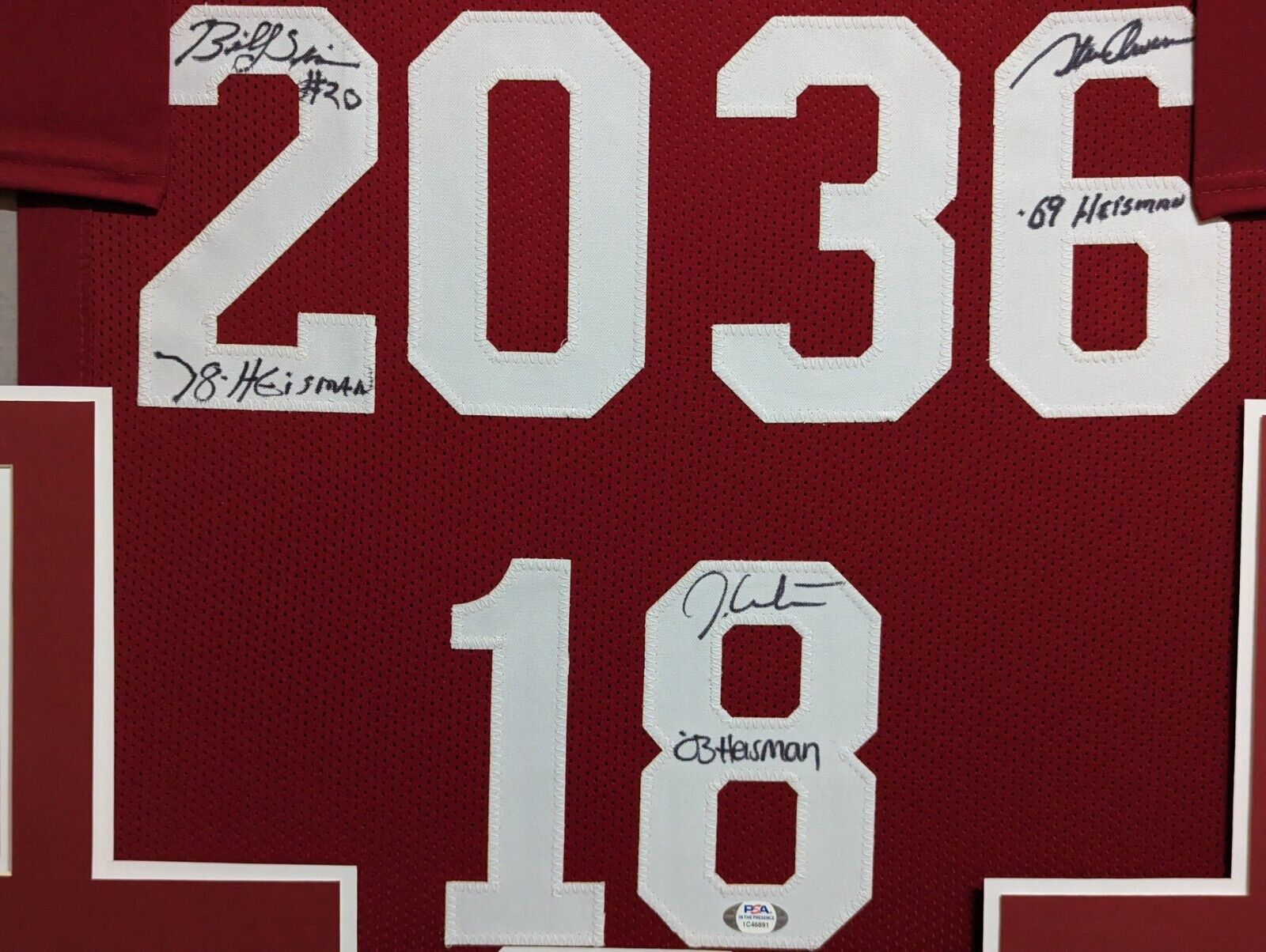 Steve Owens Autographed/Signed Jersey Beckett COA Oklahoma 2024 Sooners