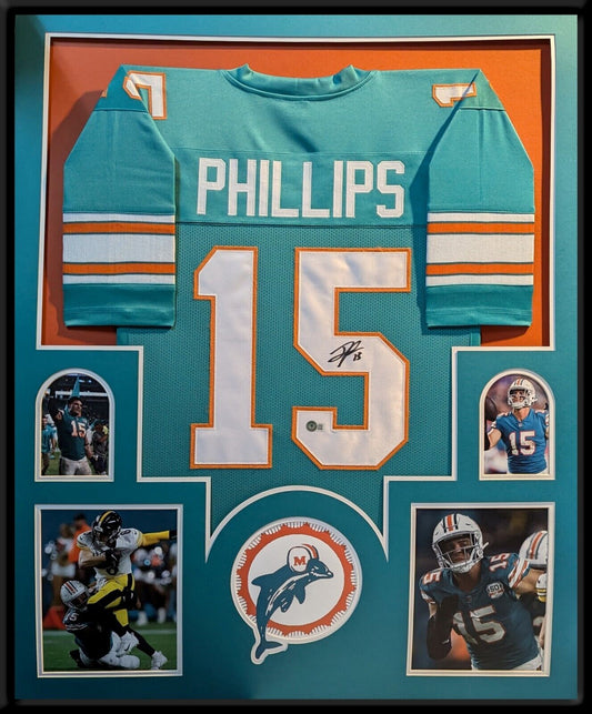 Framed Miami Dolphins Jaelan Phillips Autographed Signed Jersey Beckett Holo